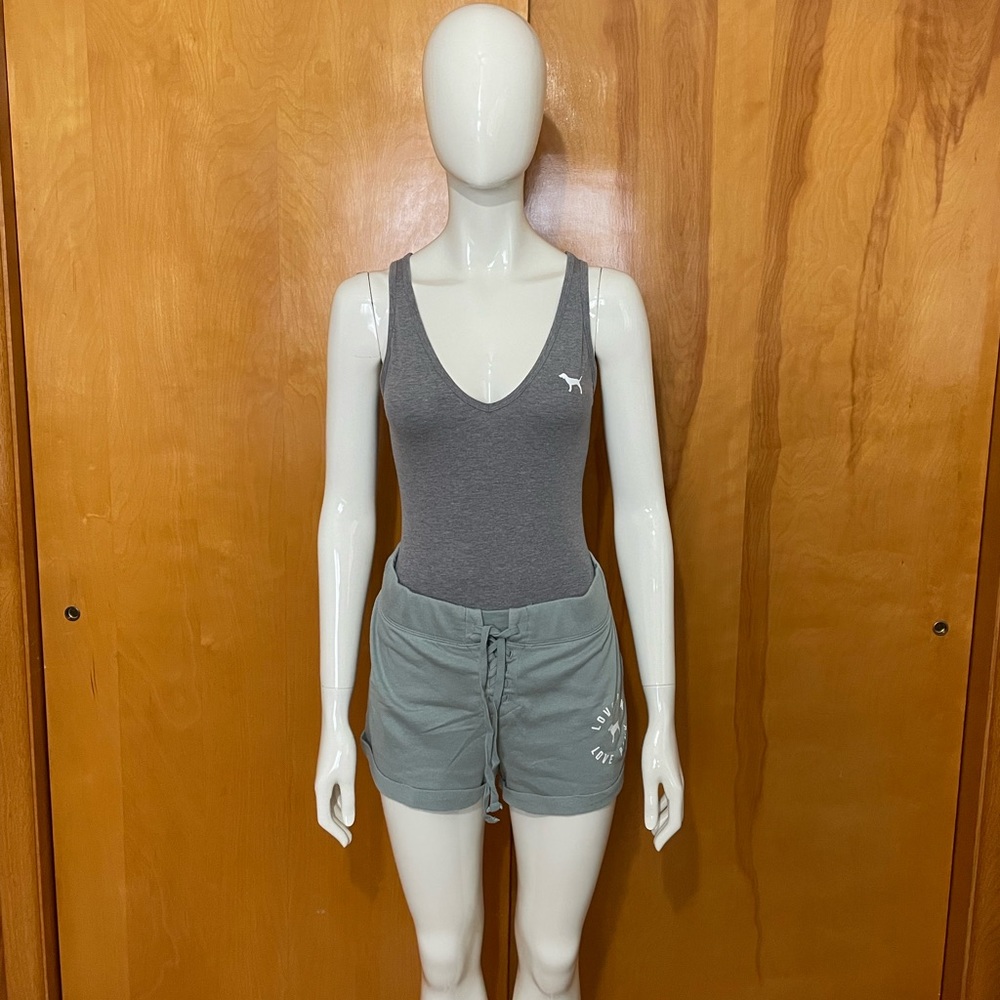 Rare Victoria’s Secret Pink 2017 Set Bodysuit XS & Shorts Small Gray